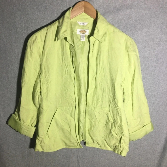Womens Talbots Blazer Jacket Open Front Green Office Work Career Business Casual - Picture 1 of 5